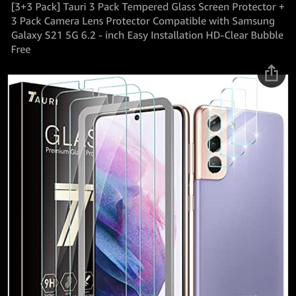 Tauri 3+3 Screen Protector and Camera Protectors compatible for Galaxy S21 Pluus